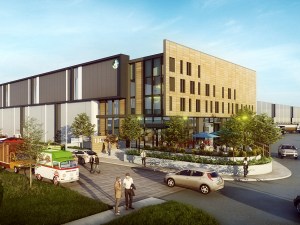 Renderings of Nexus San Leandro, a renovation of a Bay Area industrial facility built in the 1960s.