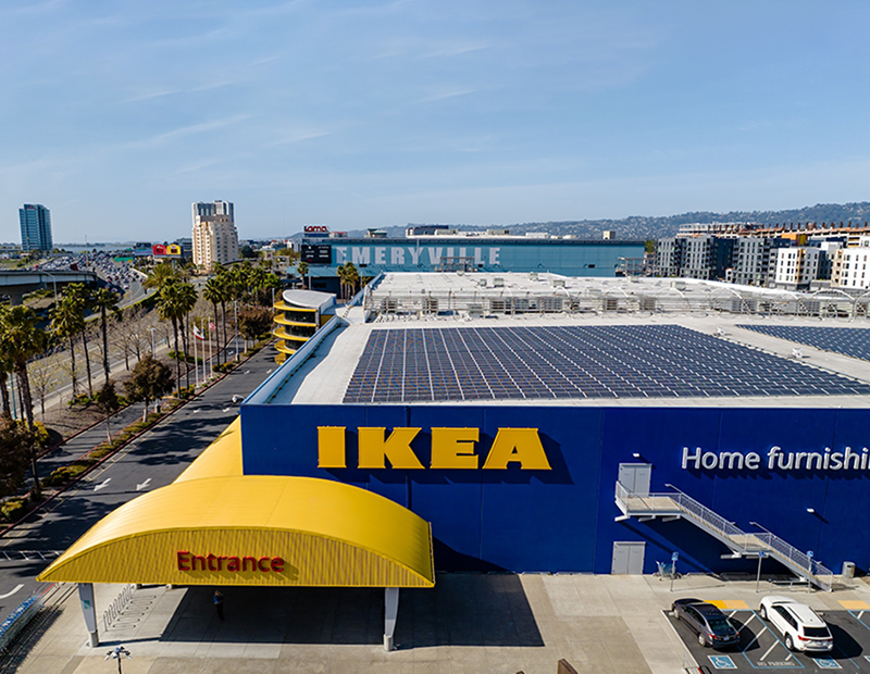 Solar roof panels at Ikea retail store