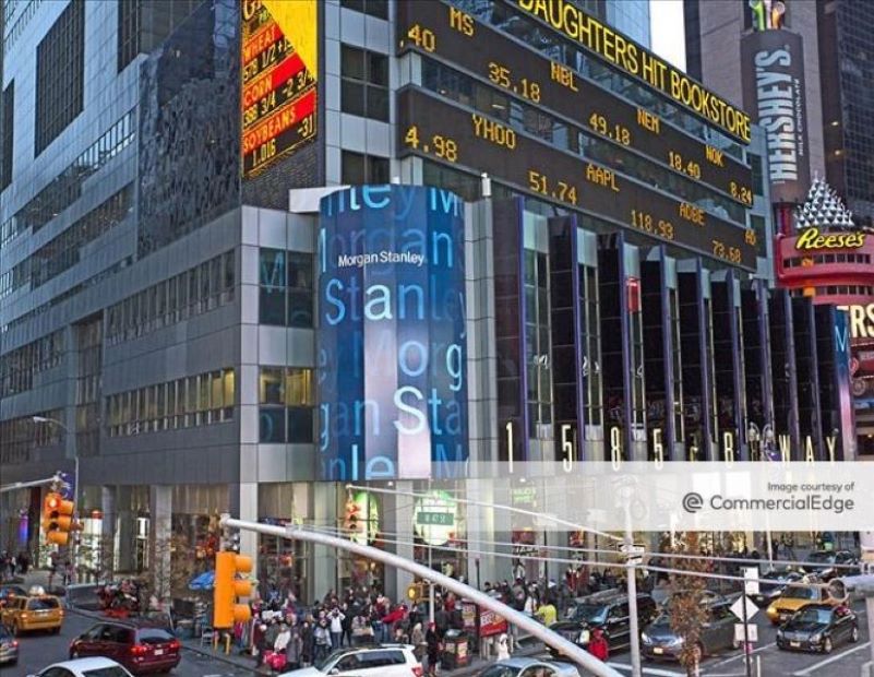 Morgan Stanley is headquartered at 1585 Broadway in Midtown Manhattan, New York City