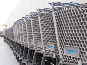 Row of Walmart carts