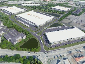 Rendering of Sugarloaf Logistics Hub's first phase. The master-planned industrial development will rise inside metro Atlanta.