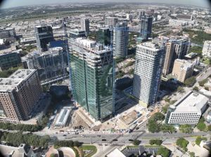 Aerial view of the 23Springs development in Dallas, that topped out in October last year.