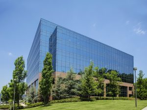 Exterior shot of The Mark, a seven-story, 237,087-square-foot office building in Rockaway, N.J.