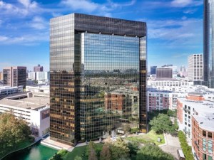 Aerial view of the 3040 Post Oak Blvd. office building in Houston’s Galleria submarket