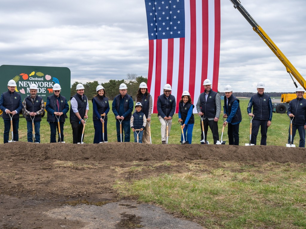 Picture of the groundbreaking ceremony held for Chobani's dairy manufacturing project in Rome, N.Y.