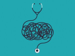 Healthcare and medicine tangled complex confusion medical illustration concept.