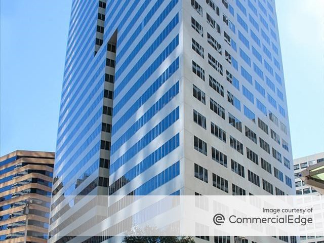 Exterior shot of 1001 Fannin, a 49-story office building in Houston.
