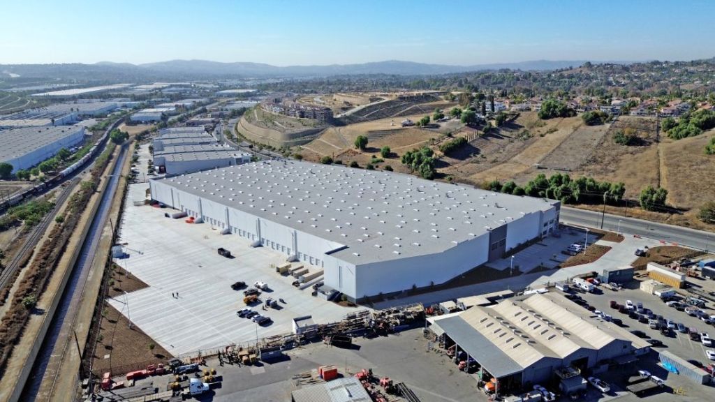 Aerial view of industrial project West Valley Logistics in Walnut, Calif.