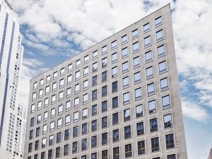 Exterior shot of the office building at 522 Fifth Ave. in Midtown Manhattan