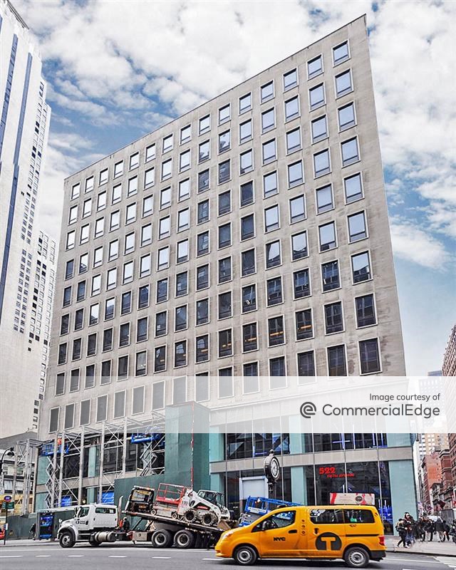 Exterior shot of the office building at 522 Fifth Ave. in Midtown Manhattan
