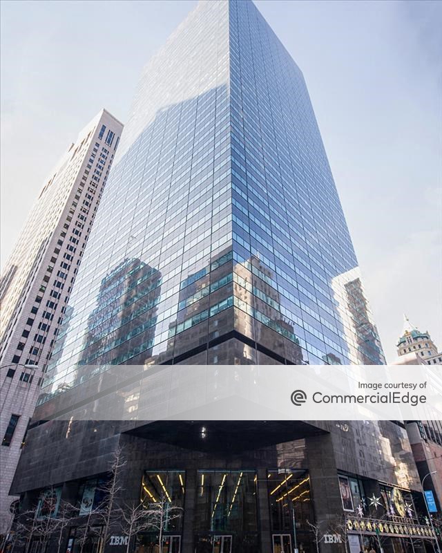 Exterior shot of the office tower at 590 Madison Ave. in Manhattan, N.Y.