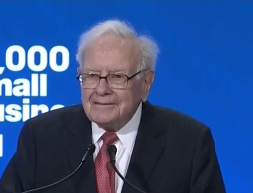 Warren Buffett speaking at a Goldman Sachs small business summit in 2018. Image courtesy of C-Span