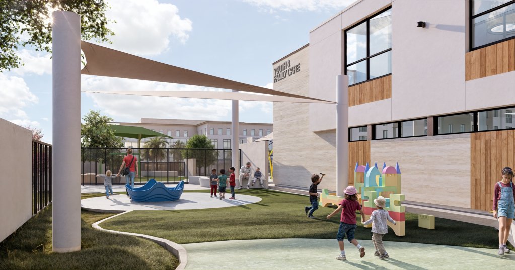 Rendering of a children's courtyard at The Wellness Village