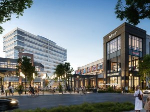 Exterior shot of High Street, a 36-acre mixed-use development.