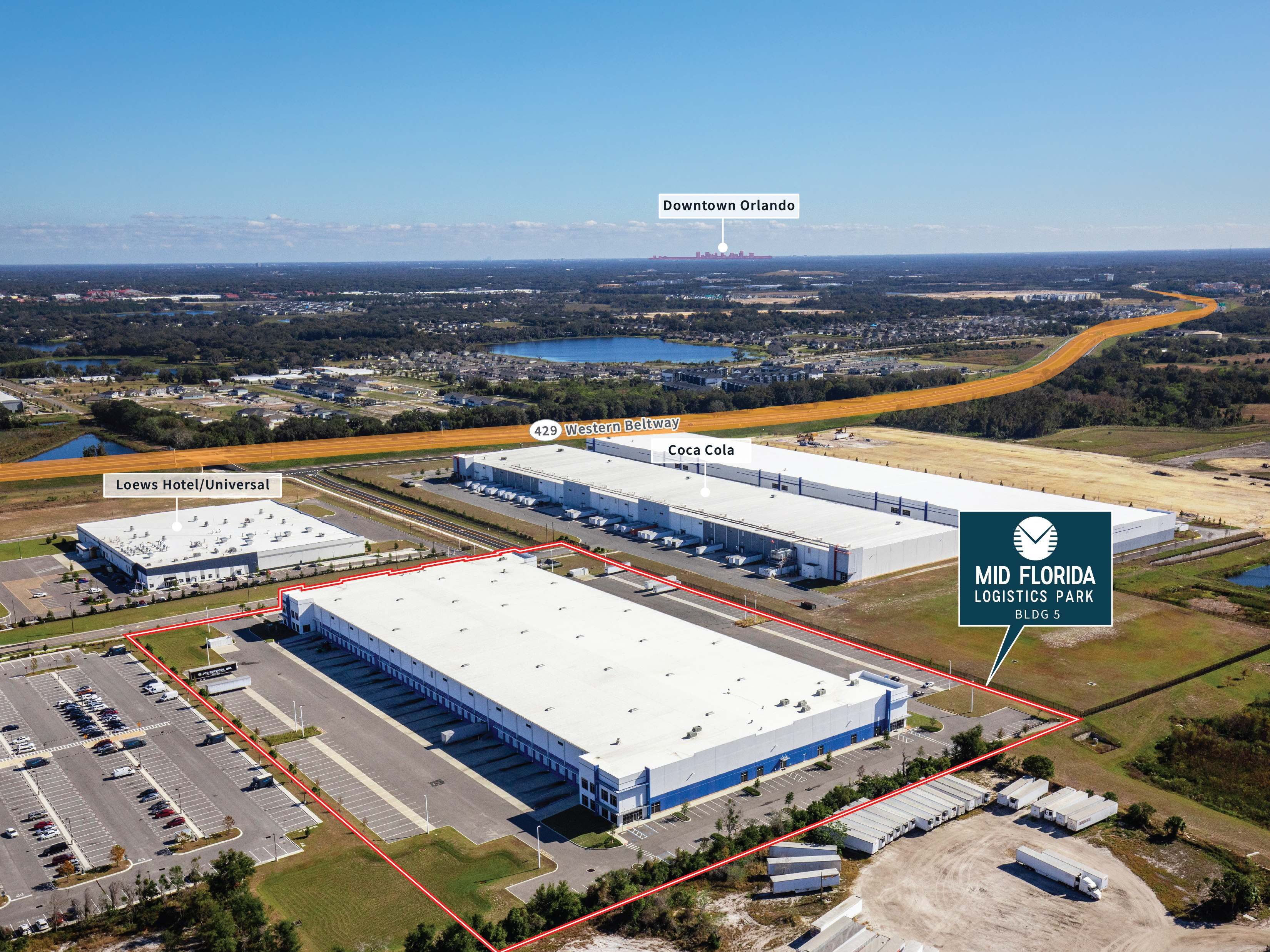 Exterior shot of Building 5 at Mid Florida Logistics Park, an industrial facility in Apopka, Fla.