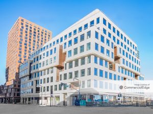 Exterior shot of Mission Rock Building B, a 313,952-square-foot office building in San Francisco, part of the waterfront development Mission Rock.