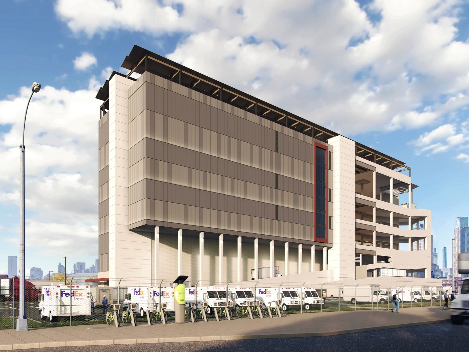 Exterior rendering of the six-story industrial building at 28-90 Review Ave. in Long Island City, Queens