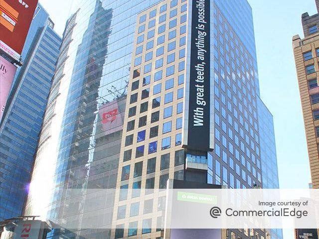 Exterior shot of 3 Times Square, a nearly 1 million-square-foot office tower in Midtown Manhattan.