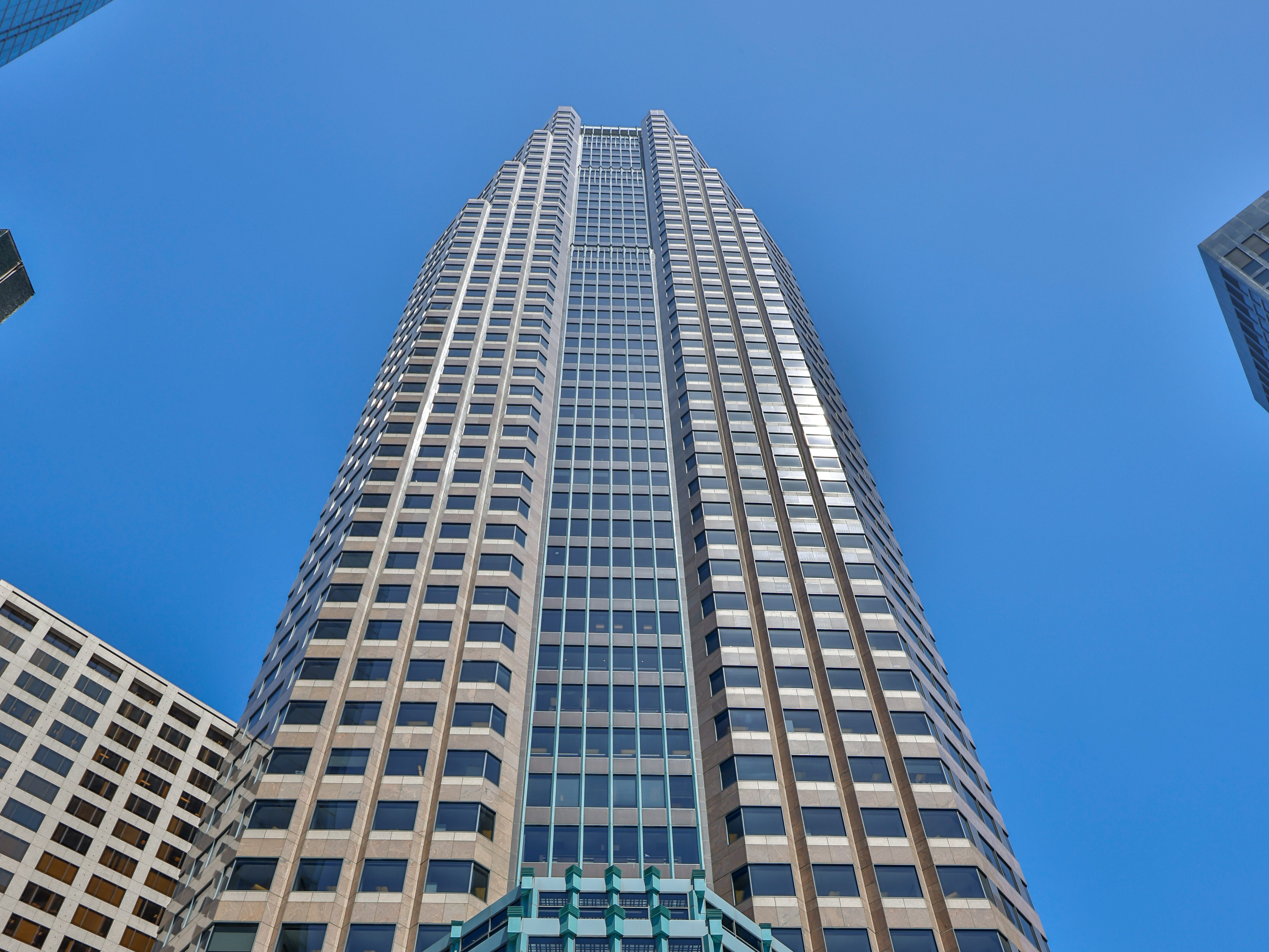 Exterior shot of Figueroa at Wilshire, a 52-story, 1,041,315-square-foot office tower in Los Angeles’s Financial District.