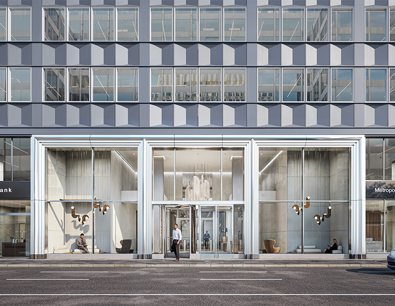 Entrance of 99 Park Ave. in Midtown Manhattan.