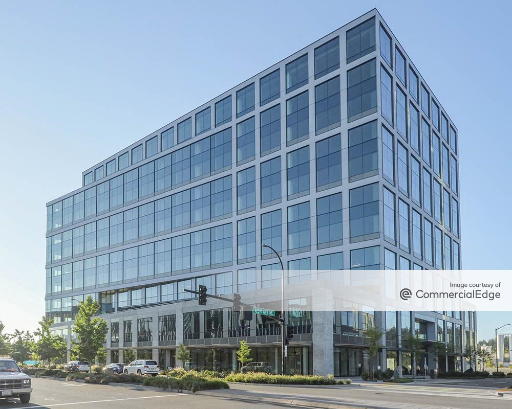 Exterior shot of Block 5, an office building within The Spring District in Bellevue, Wash.