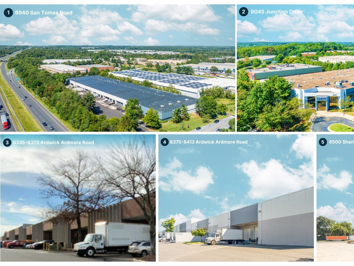 A collage of the five Maryland properties that sold