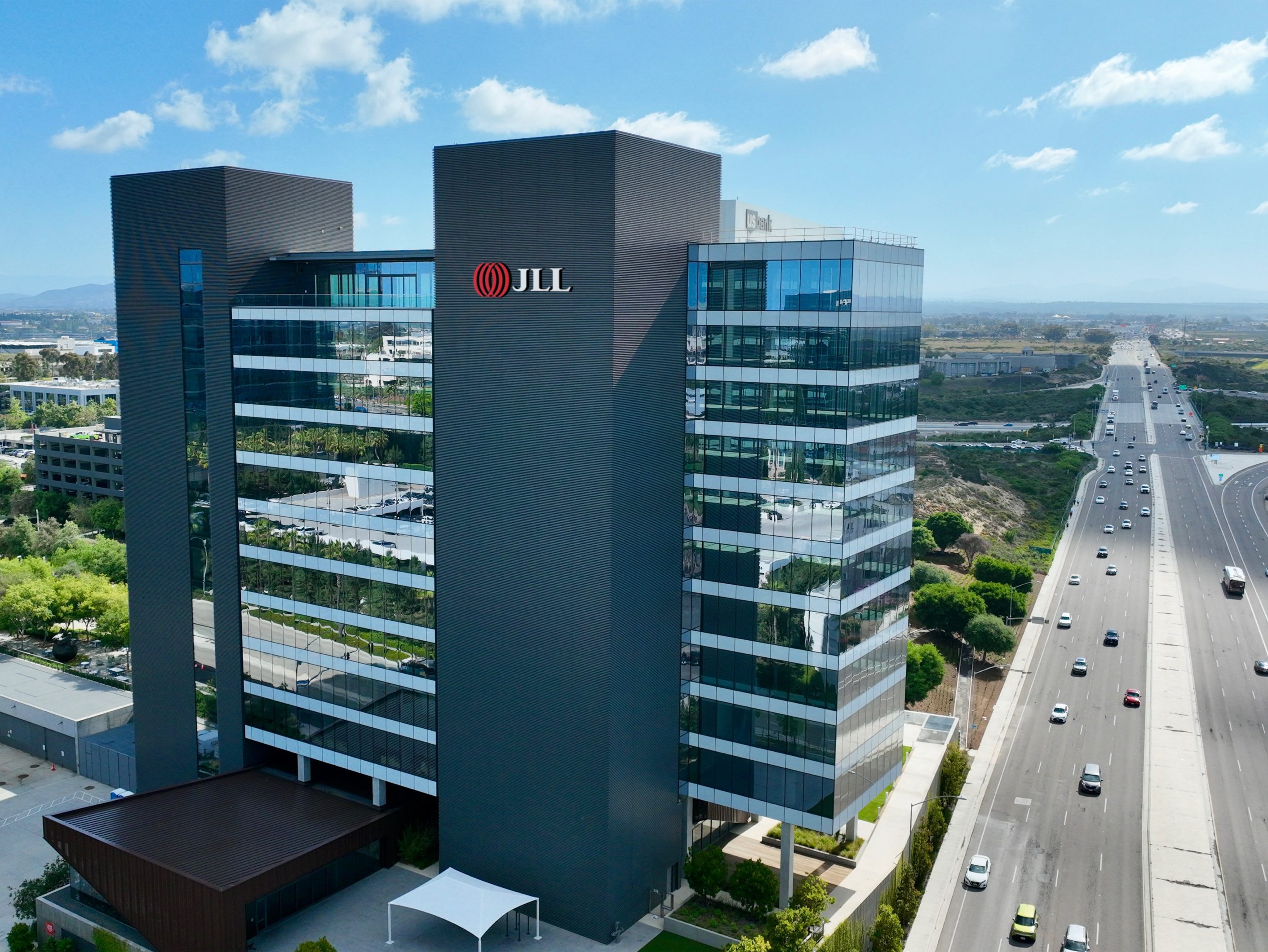 Rendering of the 212,800-square-foot La Jolla Commons III office building with JLL's exterior signage.