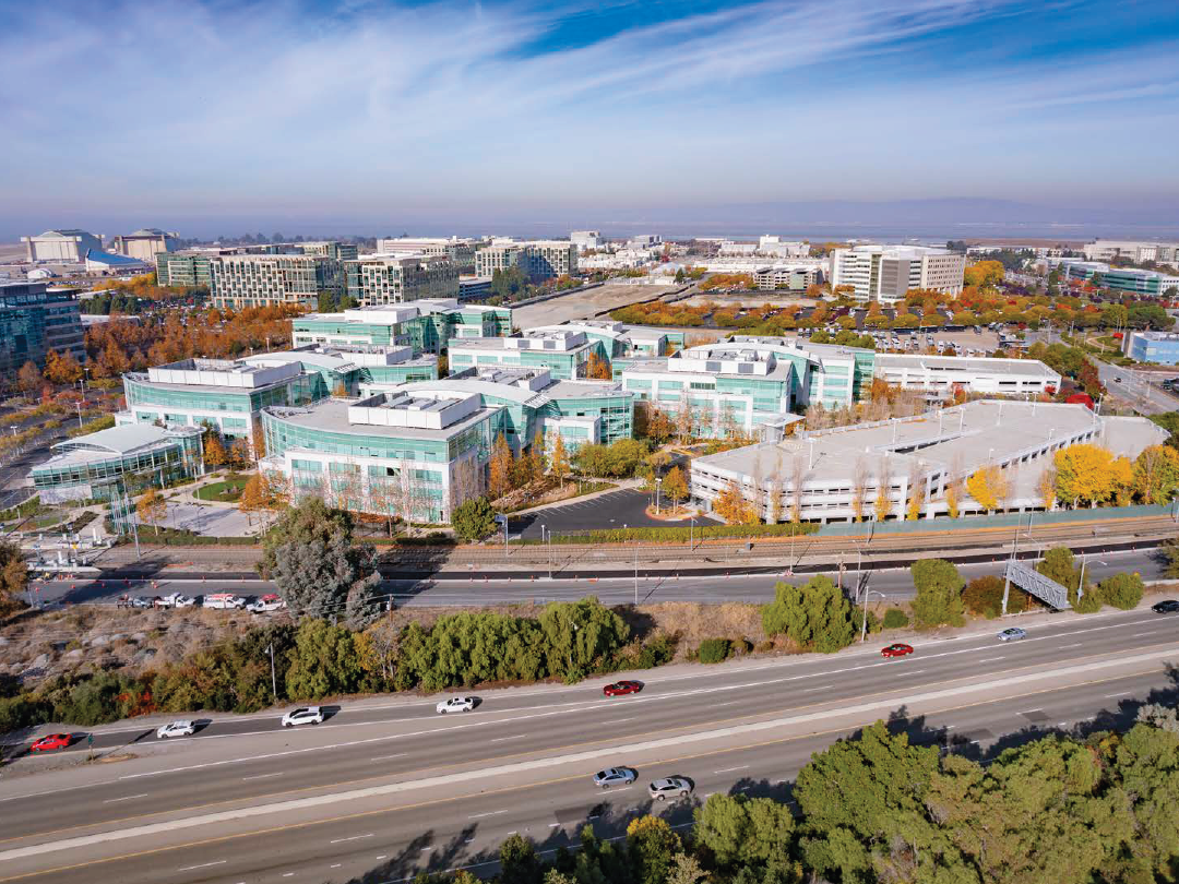 Aerial view of the Tech Corners office campus in Sunnyvale, Calif.