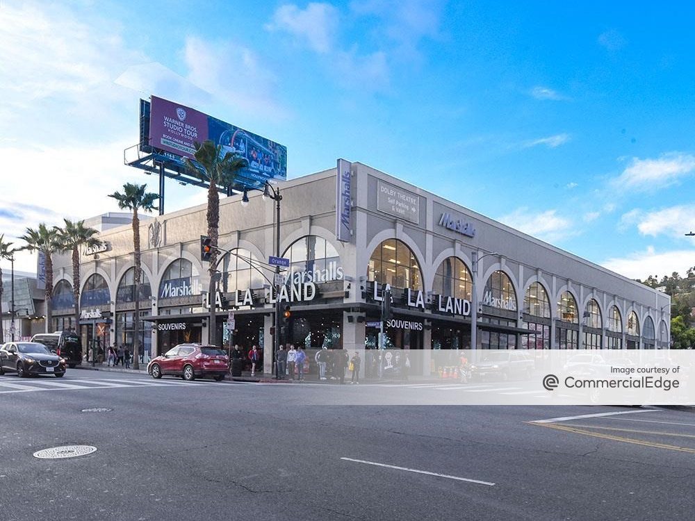 Exterior shot of the 64,000-square-foot Peterson Building retail center, on the Hollywood Walk of Fame.