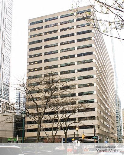 Exterior shot of 1701 Market St., an office building in Philadelphia.