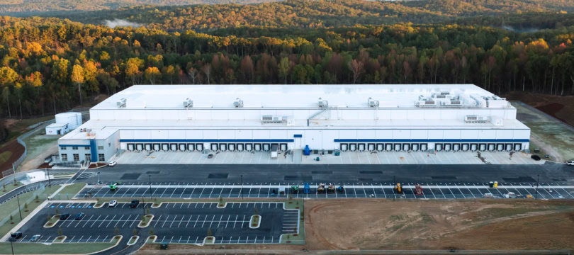 Aerial shot of RL Cold and BGO's cold storage warehouse in Lula, Ga.