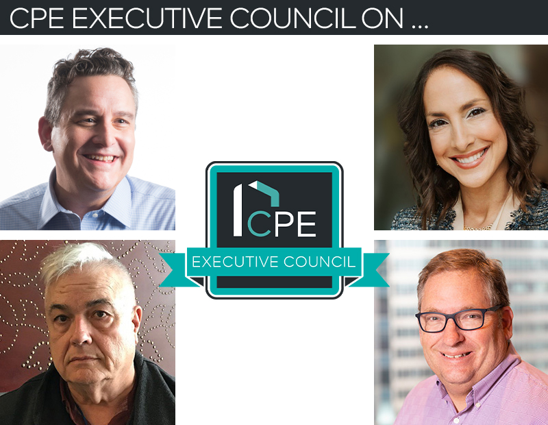 CPE Executive Council featuring headshots of Jovanovic, Lewand, Ebeling and Ressler