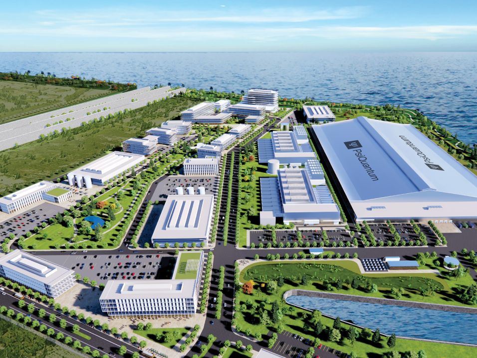 An aerial rendering of the Illinois Quantum & Microelectronics Park
