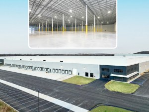 Exterior shot, as well as an interior glimpse, of PNK Allenwood 4, an industrial building leased by ModCorr.