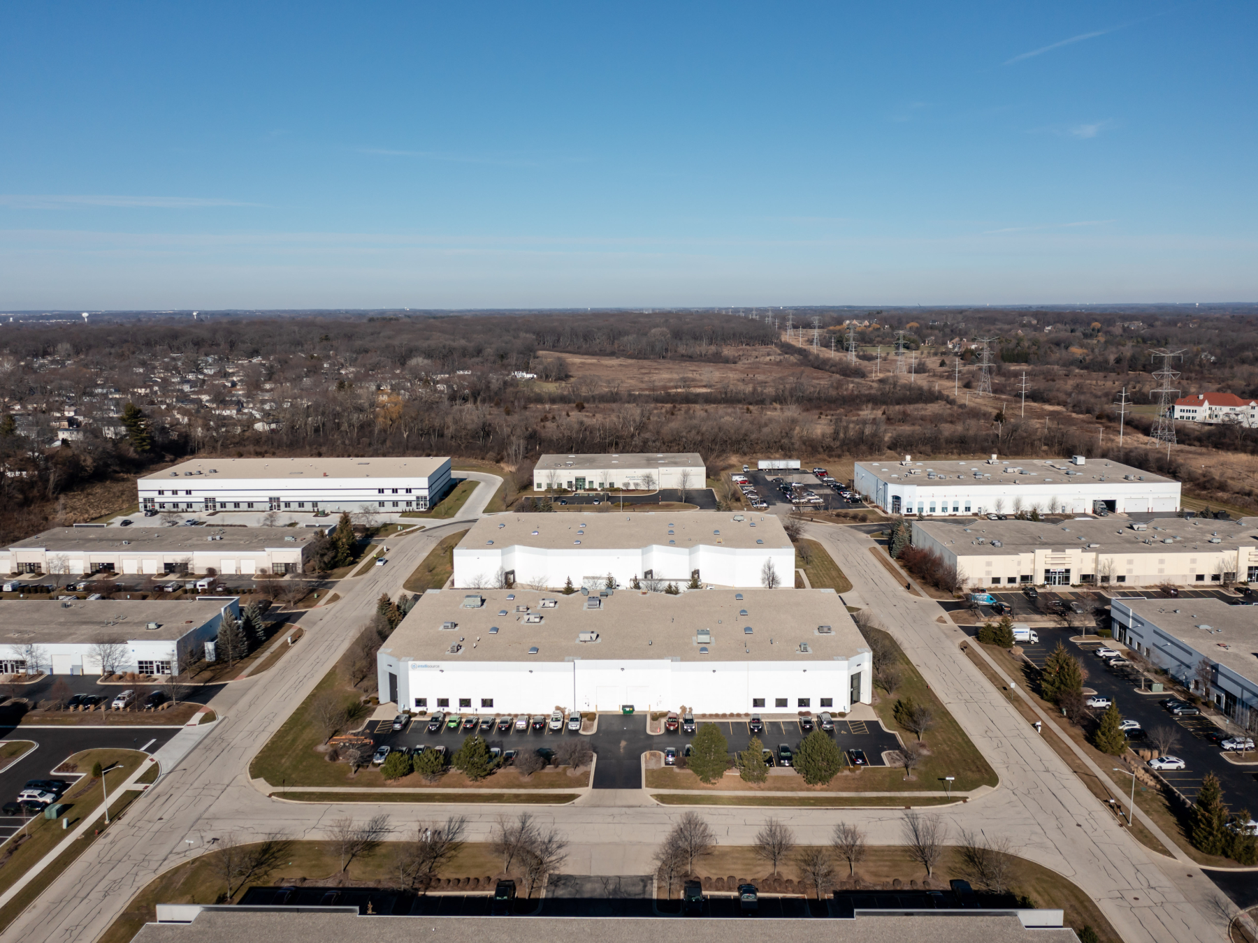 Aerial shot depicting part of TradeLane's 13-property industrial portfolio, for which it secured a $64 million refinancing loan.