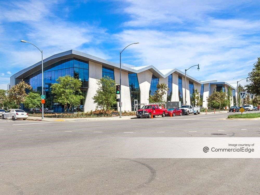 Exterior shot of The Collective at Playa Vista, a five-building office campus in Los Angeles.