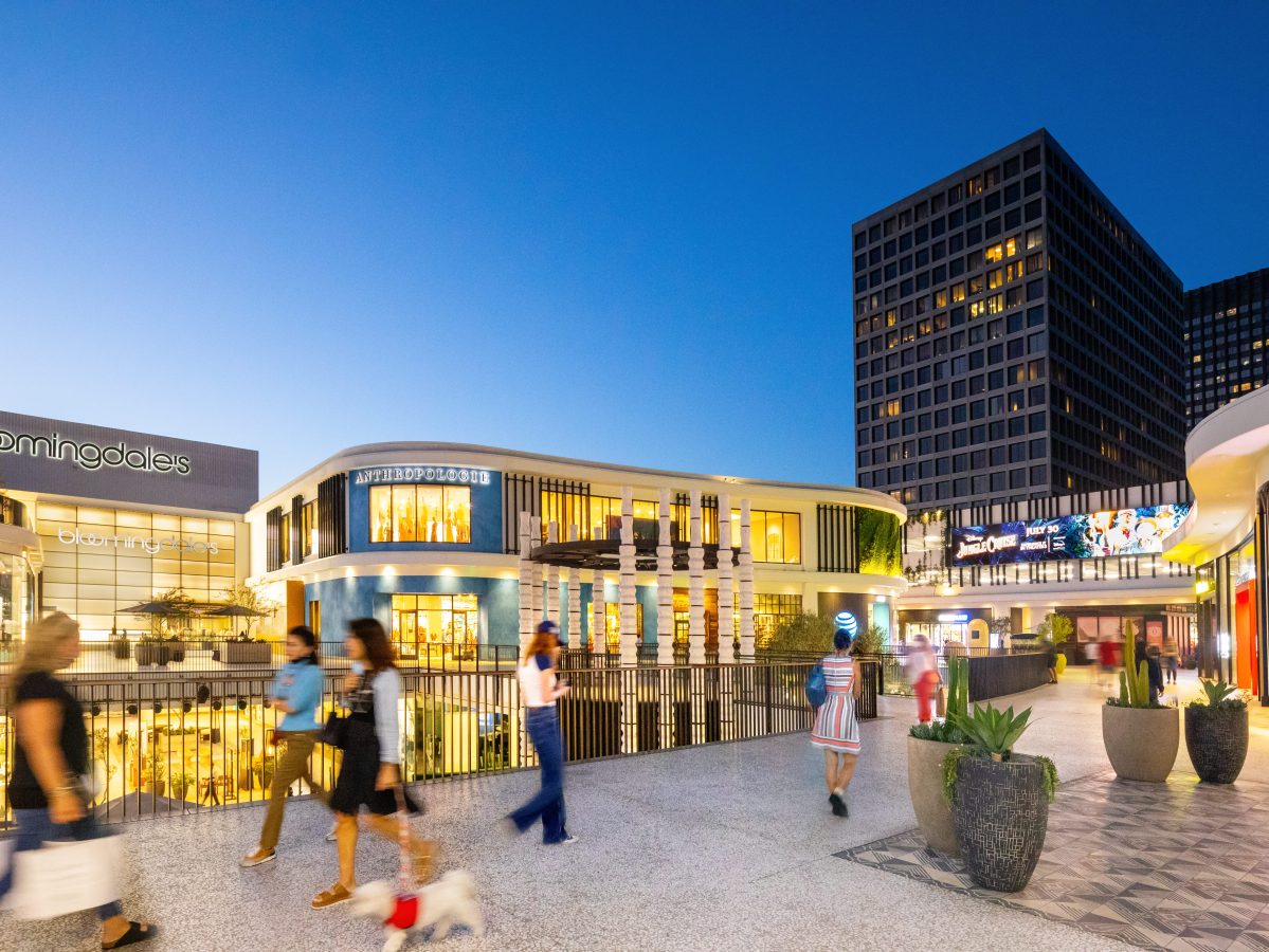 Exterior shot of Westfield Century City, a 1.4-million-square-foot retail center in Los Angeles.