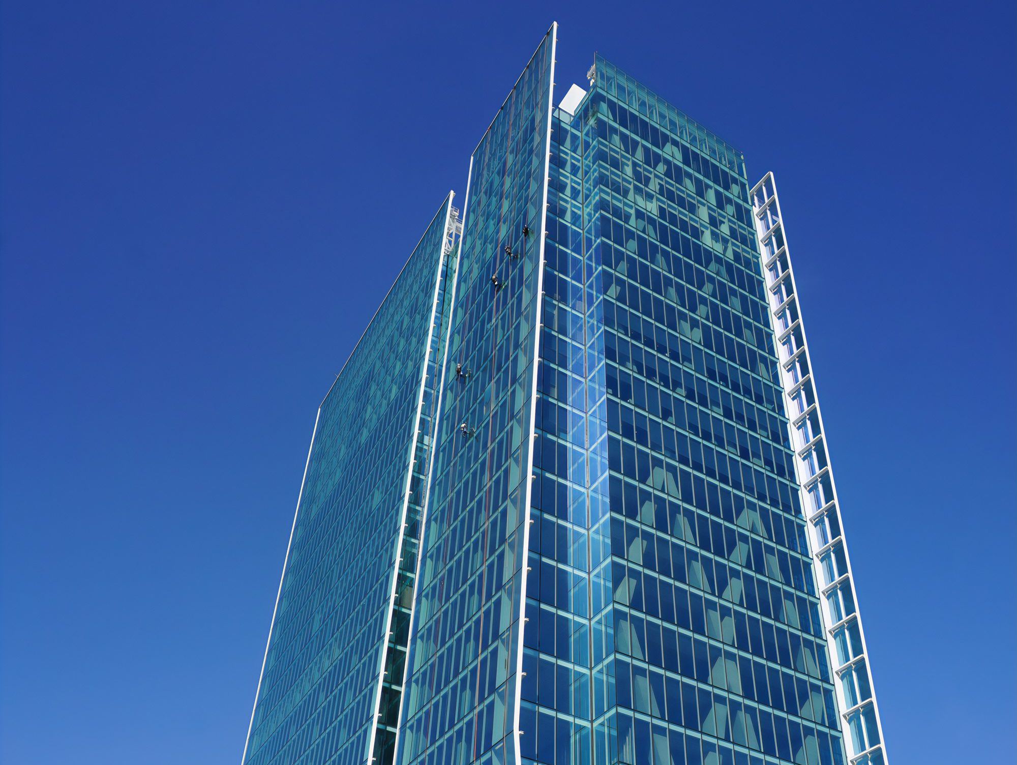 Exterior shot of the 26-story office component at 23Springs in Uptown Dallas.