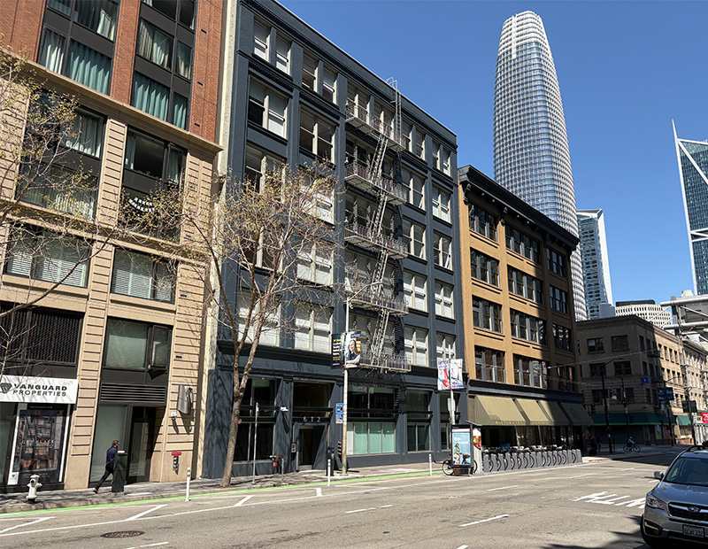 An image of 612 Howard Street, taken from the road in front of the building.