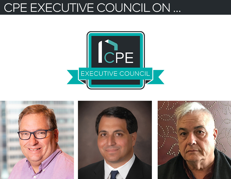 CPE Executive Council featuring headshots of Ebeling, Blankstein and Ressler