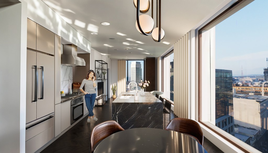A rendering of newly converted units of a partial office-to-residential conversion project