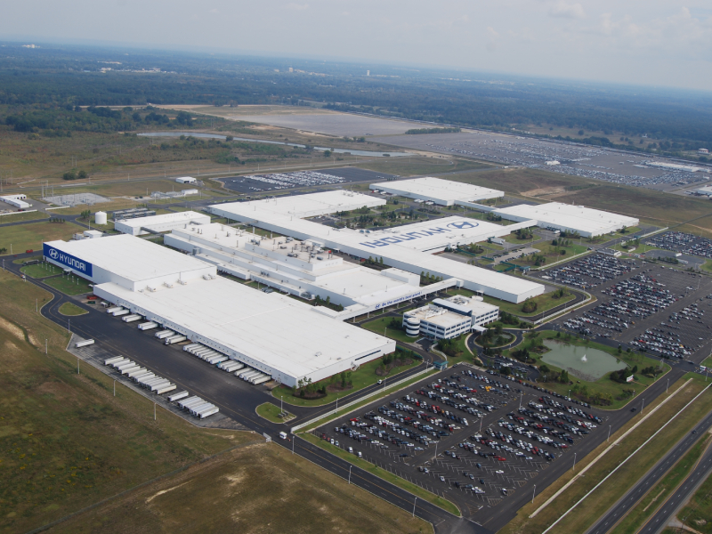 Aerial shot of Hyundai's automotive plant in Montgomery, Ala.