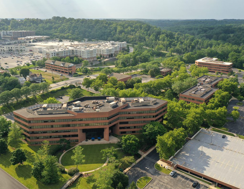 An overhead photo of the North Park office development.
