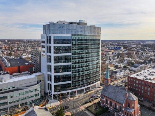 Exterior shot of Robert Wood Johnson University Hospital Ambulatory Medical Pavilion in New Brunswick, N.J.