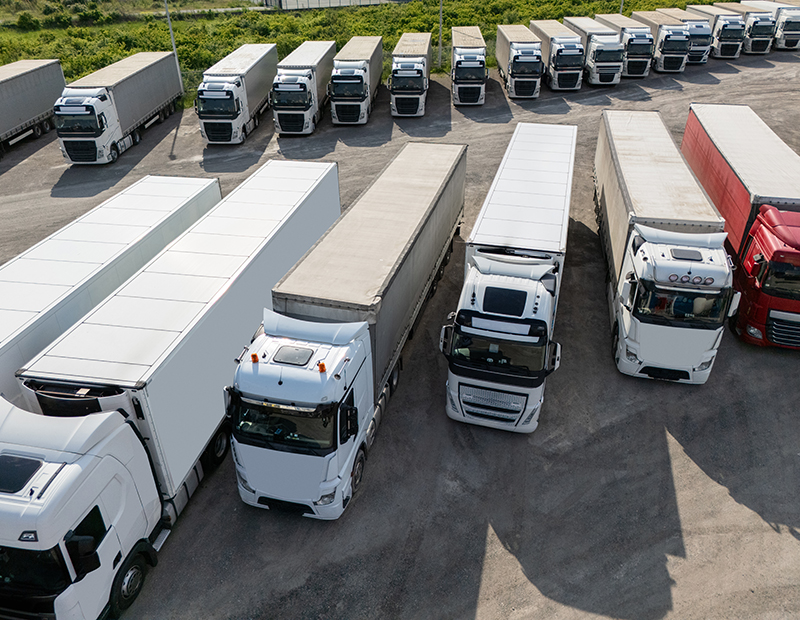 Photo of truck partking lot for story on industrial outdoor storage
