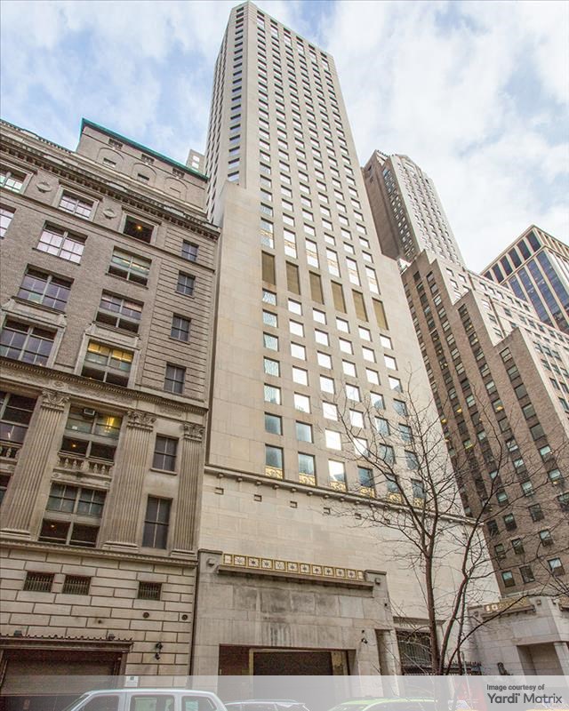 Exterior shot of the office building at 623 Fifth Ave. in Manhattan.