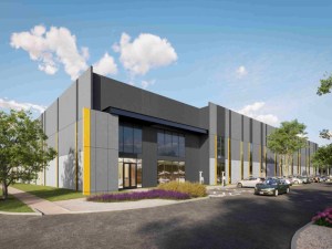 Rendering depicting one of the three industrial facilities to be built within 635 Exchange, a project developed by Creation Equity and PGIM Real Estate in Dallas.