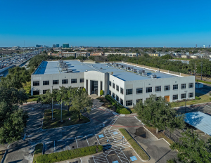 Aerial photo of the 8101 W Sam Houston Parkway South, an office building in Houston.