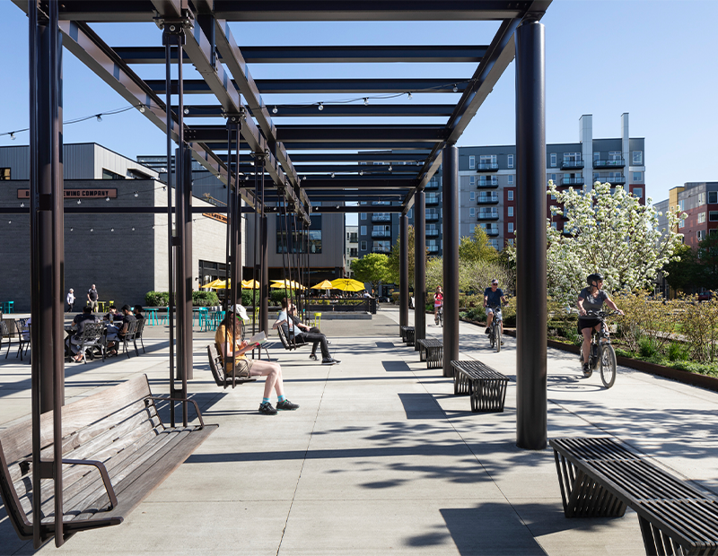 People enjoying the outdoor space at The Spring District