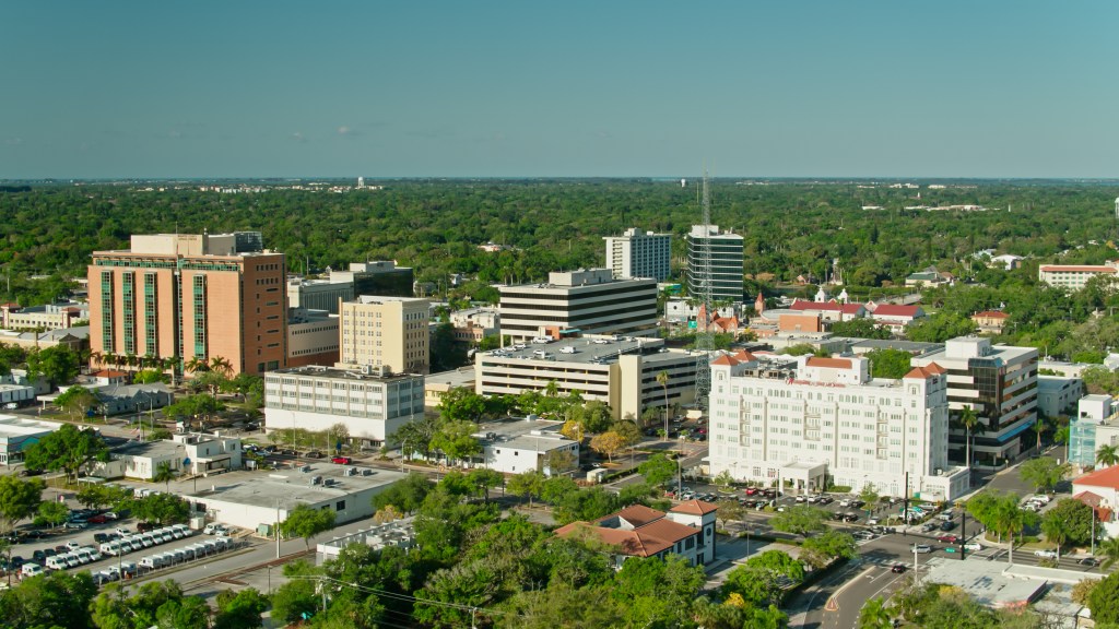 An overhead view of Bradenton, Florida.